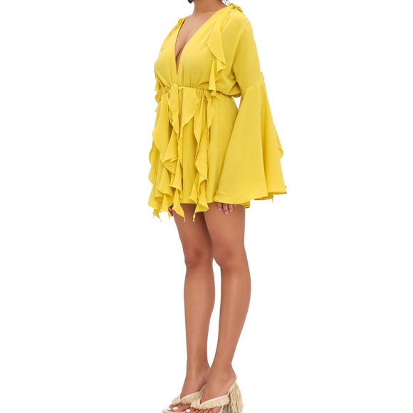 ANDREA IYAMAH Lemon Tari Romper. Size Medium. Like Brand New. Worn One Time. - Picture 2 of 3